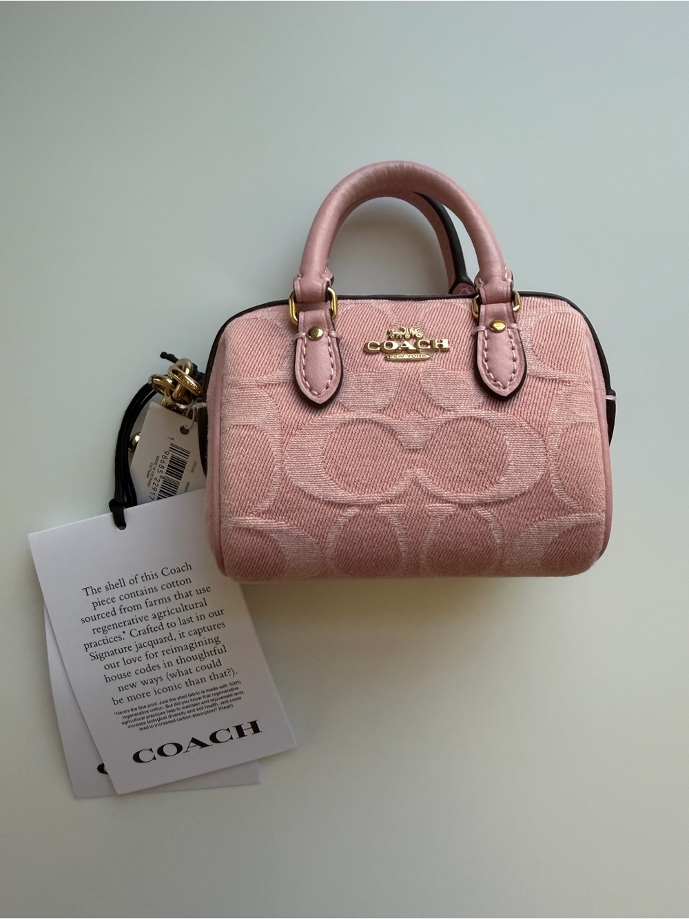 ❌SOLD❌ Coach Mini Rowan Bag Charm In Signature Denim - Picture 2 of 5
